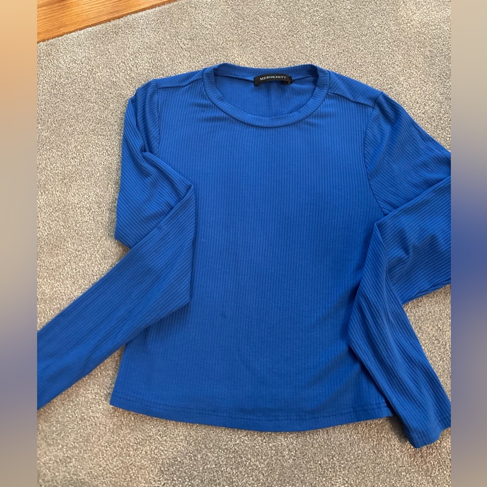 Women's Blue Ribbed Top